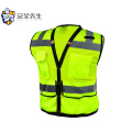 Colete de alta visibilidade com bolsos coletes de segurança amarela de malha chalecos de seguridad